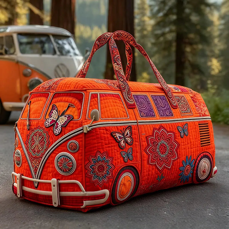 Ethnic Patterns Print Quilted Duffle Bag