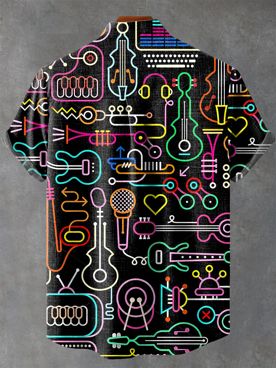 Instrument Guitar Art Print Casual Shirt