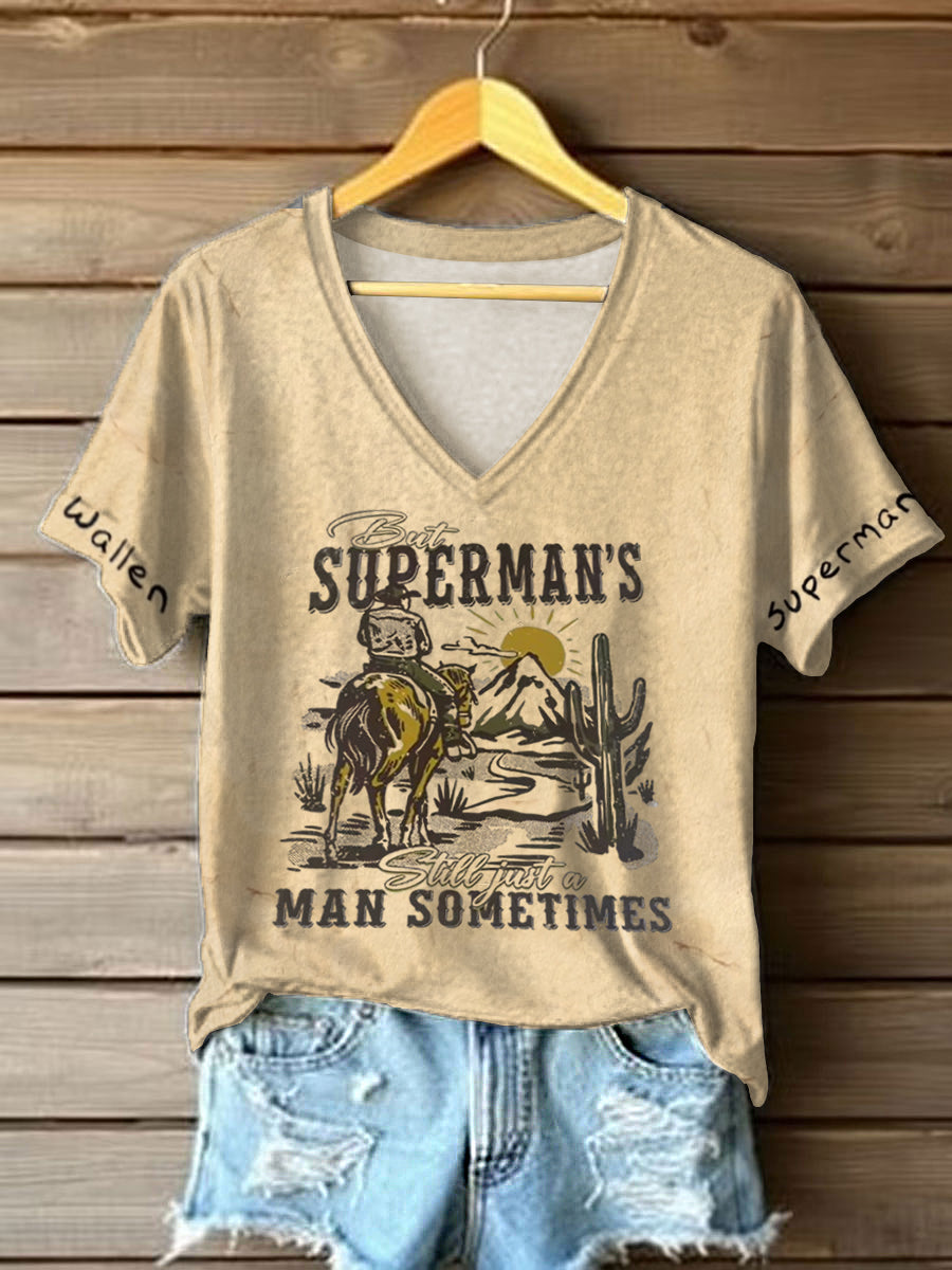 Women's Wallen Superman Print short-sleeved T-shirt