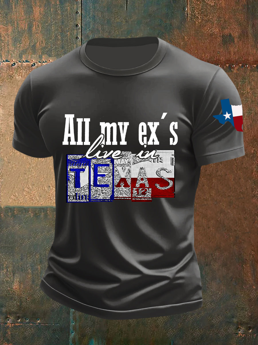 Men's All My Ex's Live in Texas Short-sleeved T-shirt
