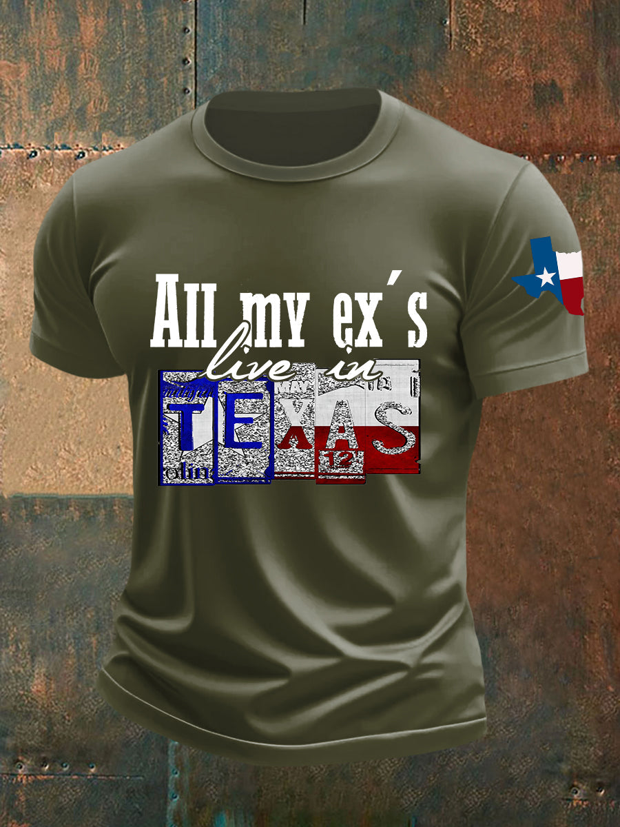 Men's All My Ex's Live in Texas Short-sleeved T-shirt