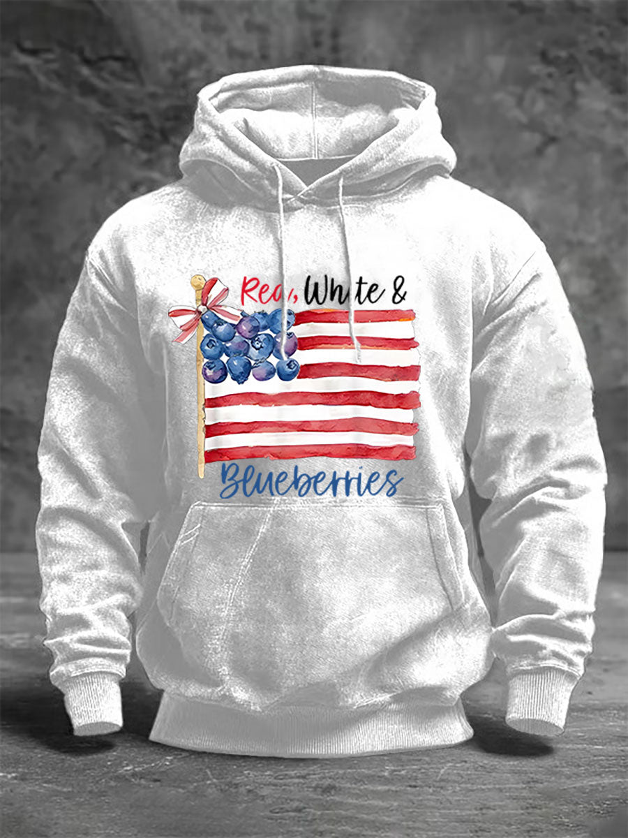Men's Red White & Blueberries Casual Hoodie