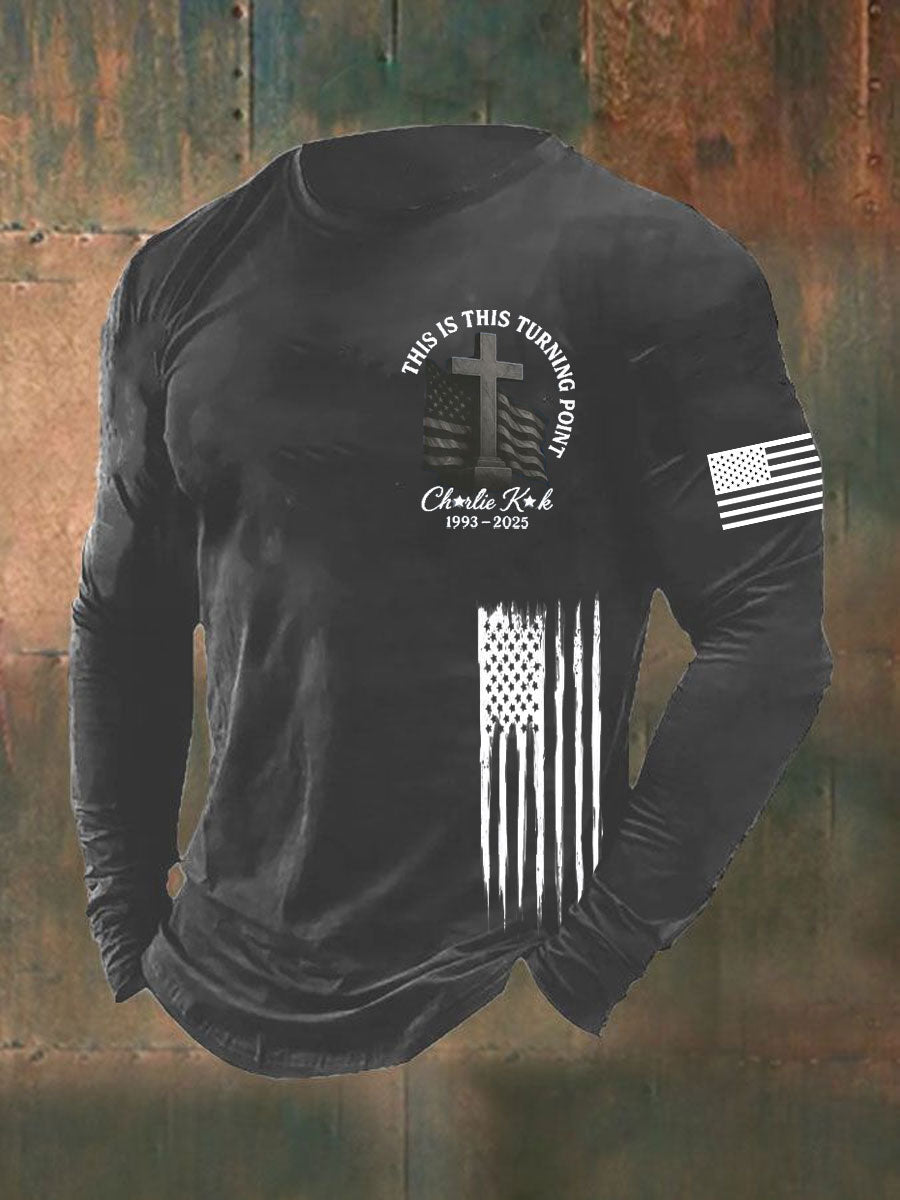 Men's Charlie Kirk Turning Point Printed long sleeve T-shirt