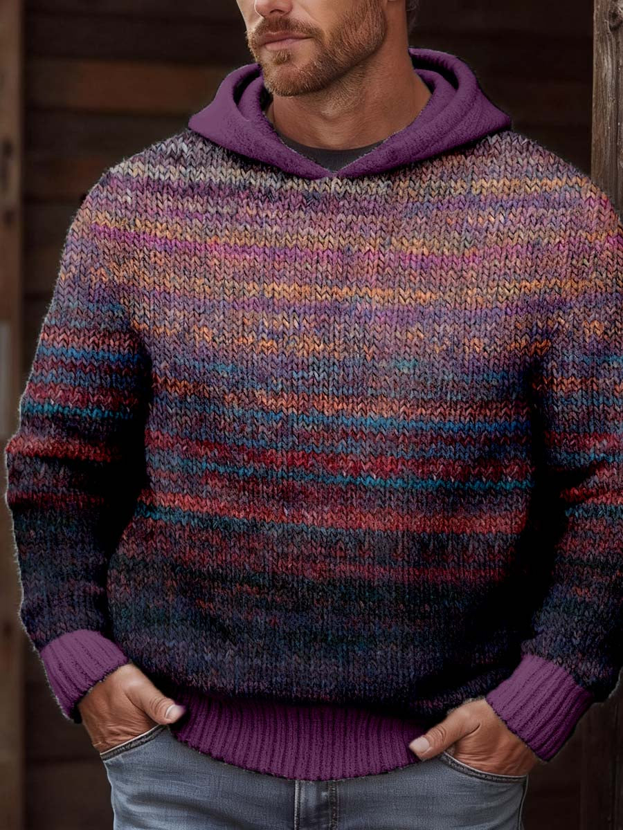 Men's Vintage Gradient Cozy Knit Hoodie