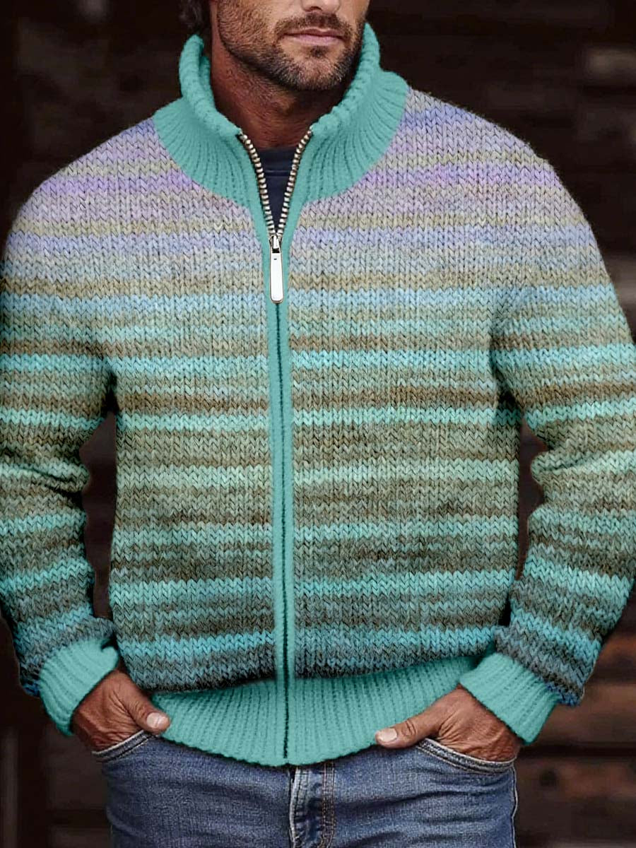 Men's Vintage Gradient Cozy Knit Hoodie
