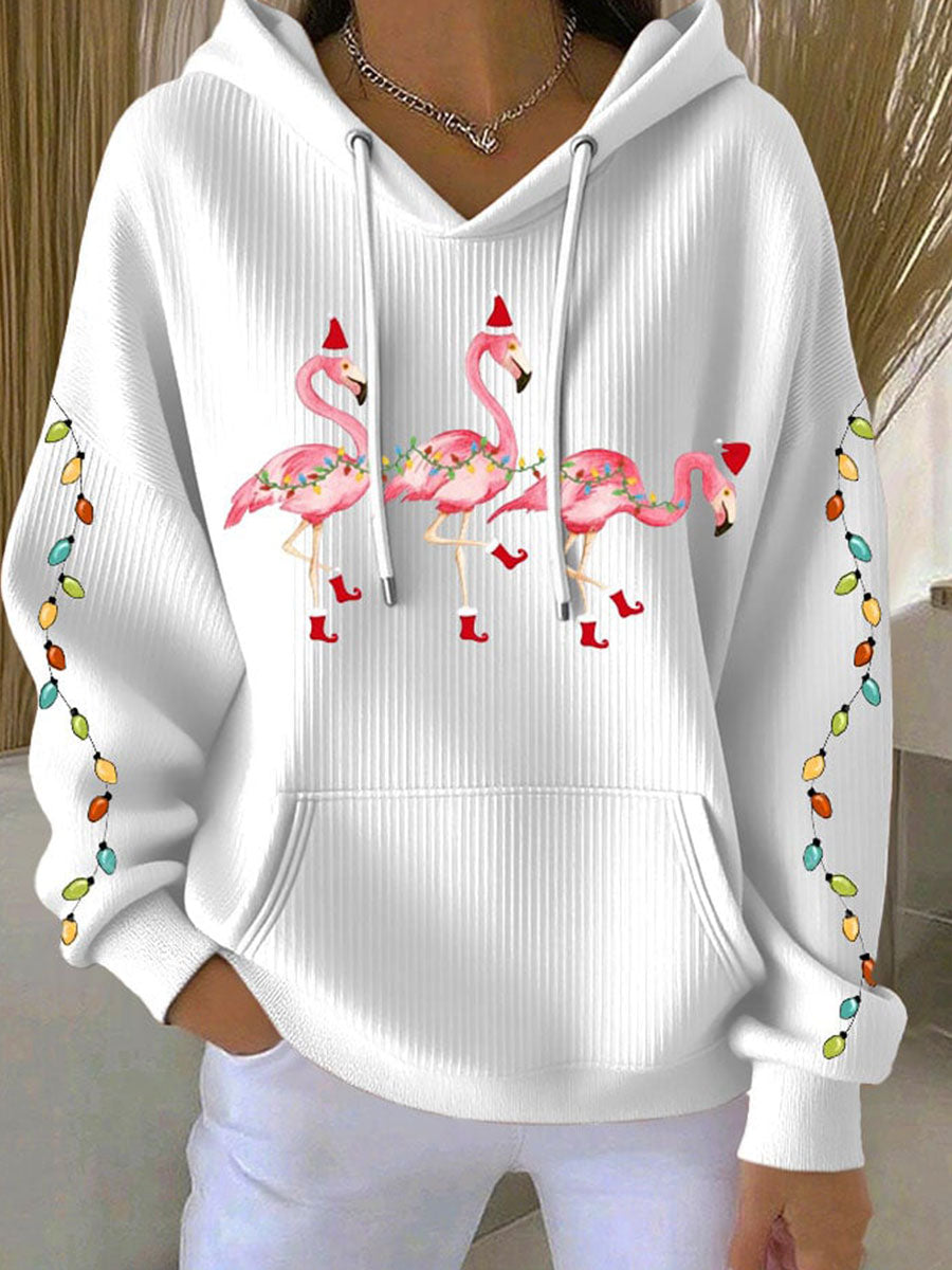 Women's Christmas Flamingo Print Casual Sweatshirt
