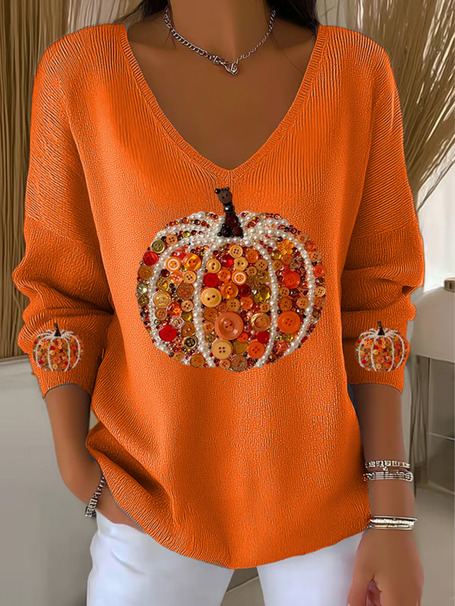 Women's Vintage Autumn Pumpkin Comfortable Casual Top