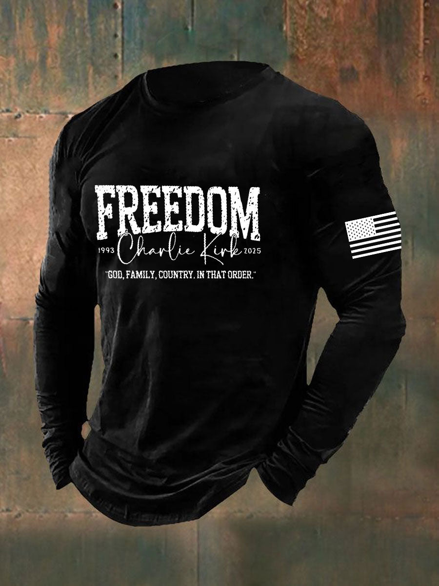 Men's Charlie Kirk Freedom Printed long sleeve T-shirt