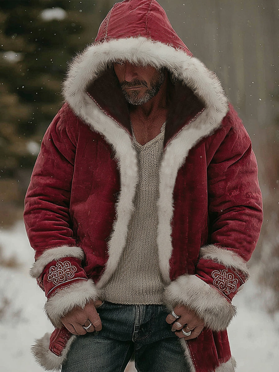Men's Christmas Inspired Furry Hooded Coat