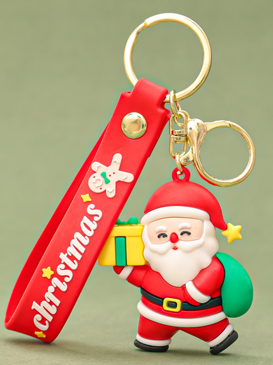 Personalized Christmas Keychain with Santa Claus Snowman, Custom Christmas Keychain, Car Pendant