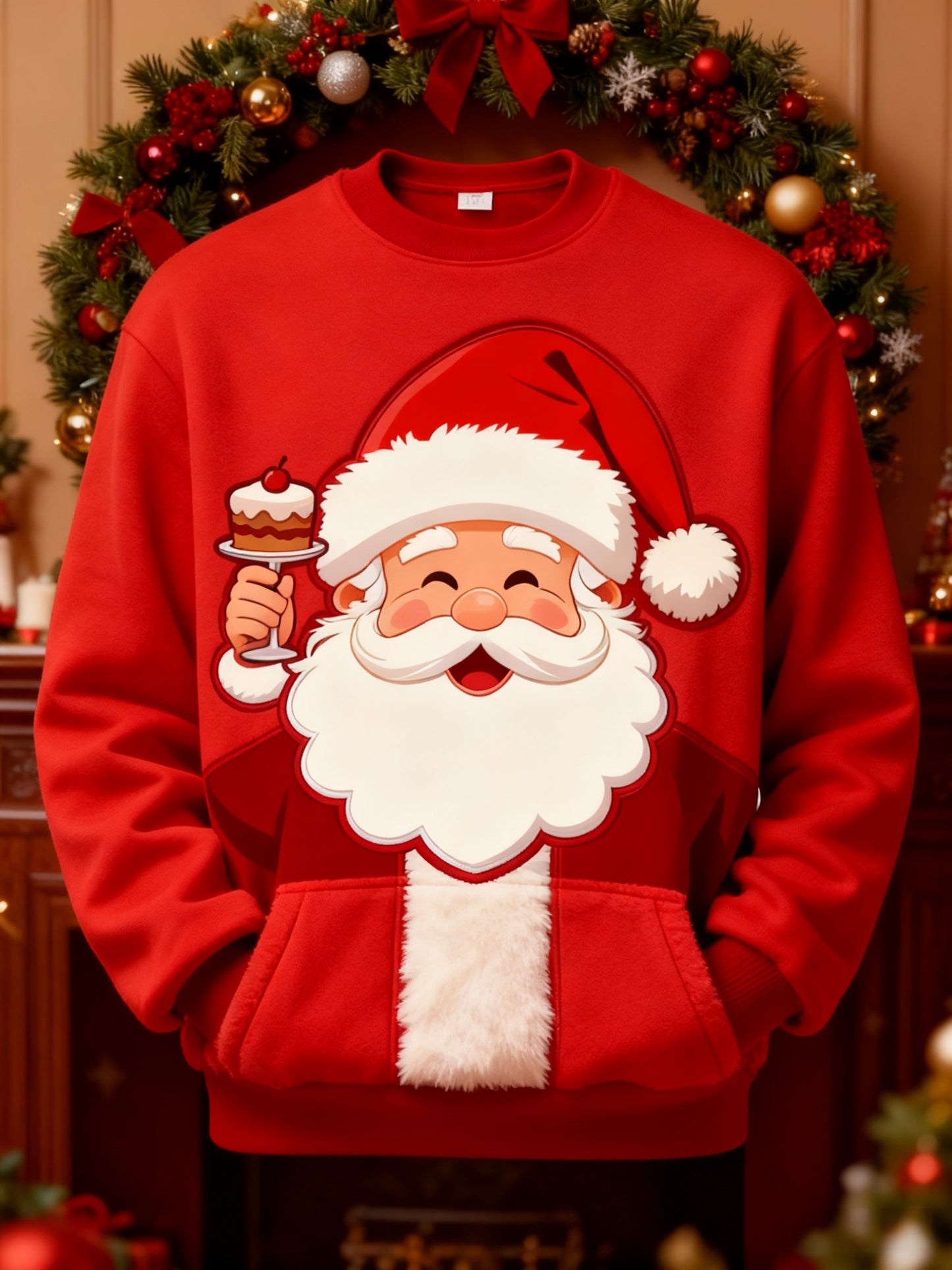 Retro Christmas Grandad Print Crew Neck Sweatshirt