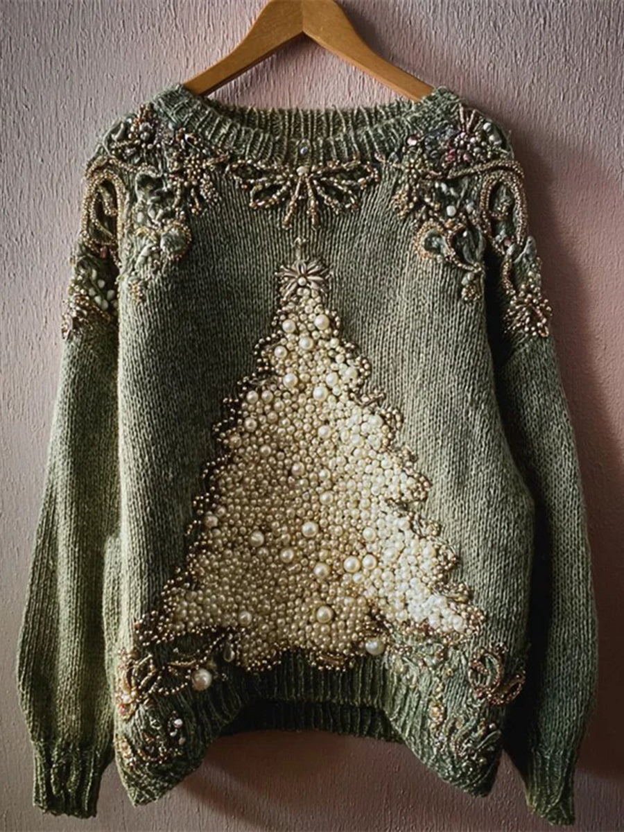 Women's Vintage Christmas Tree Knitted Sweater