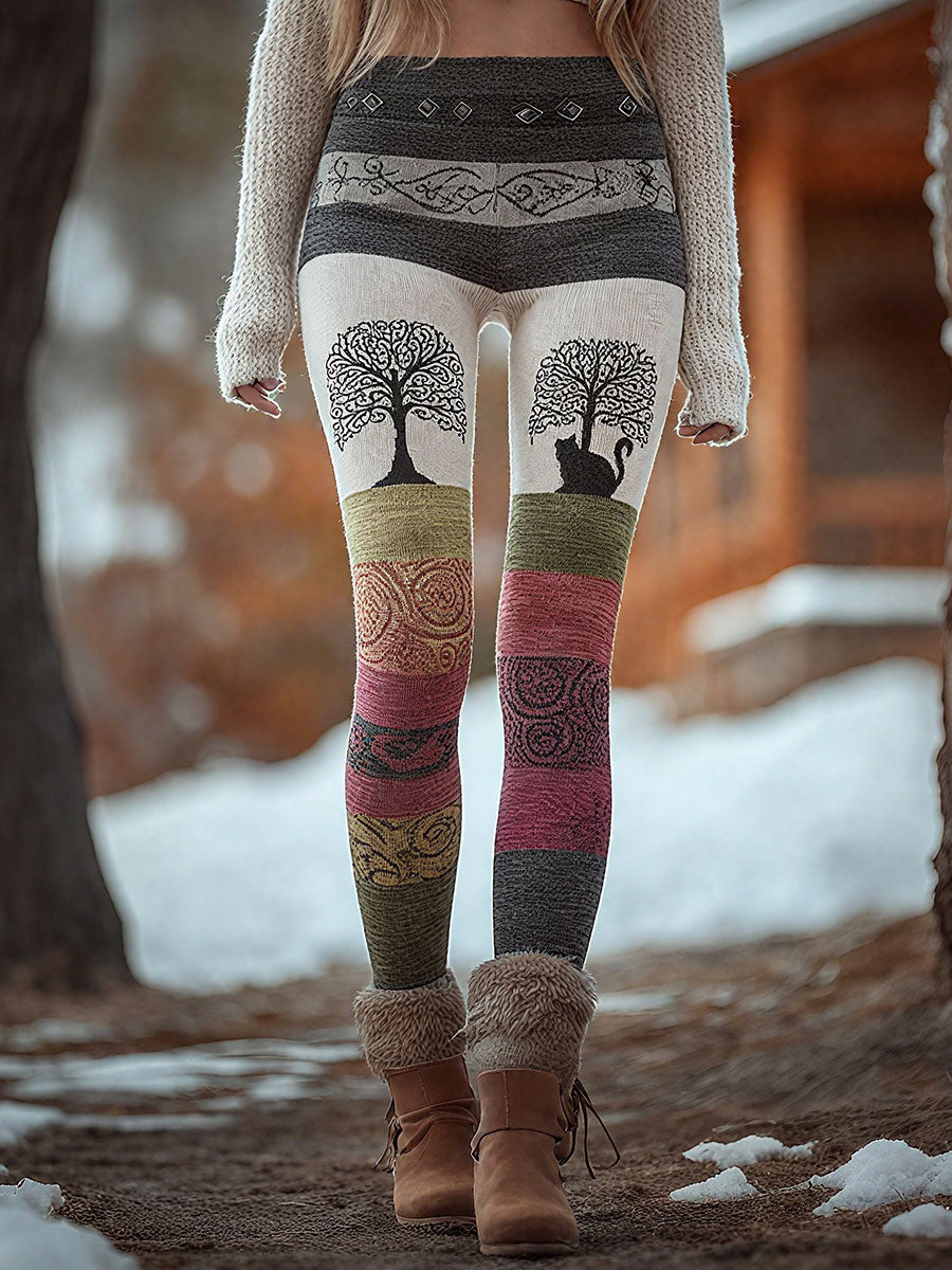 Women's Tree of Life Cat Print Leggings