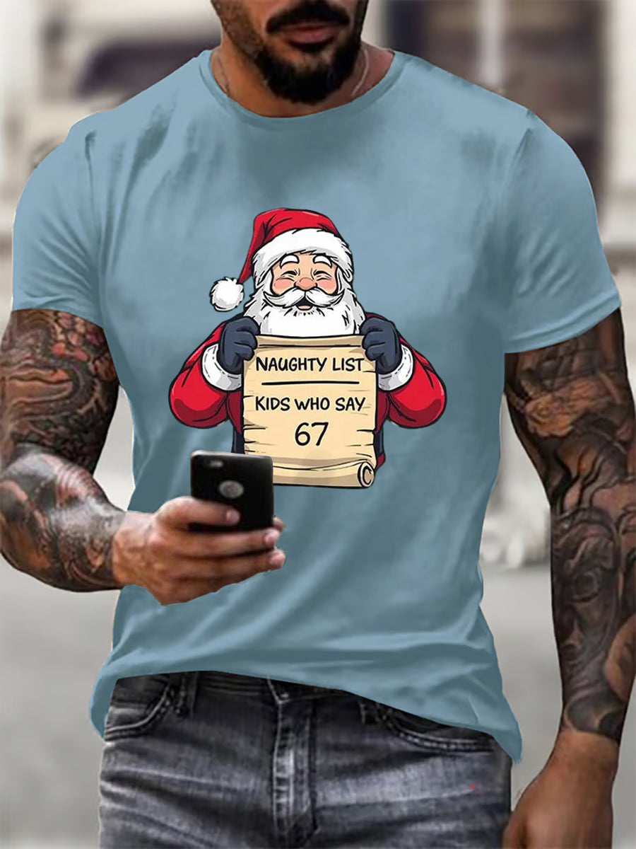 Men's Funny 67 Six Seven Meme Christmas Print T-shirt