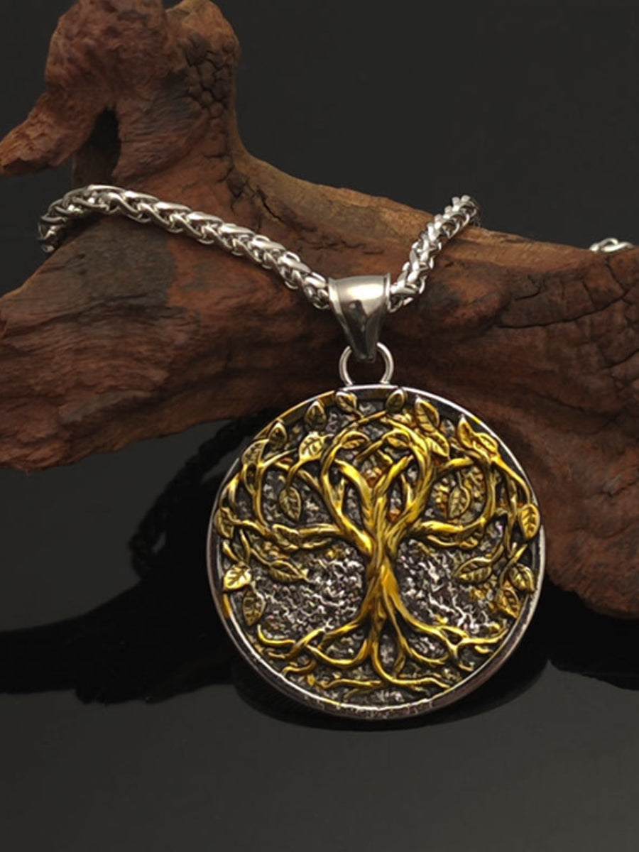 Nordic Vintage Viking Rune Tree Of Life Pendant Necklace