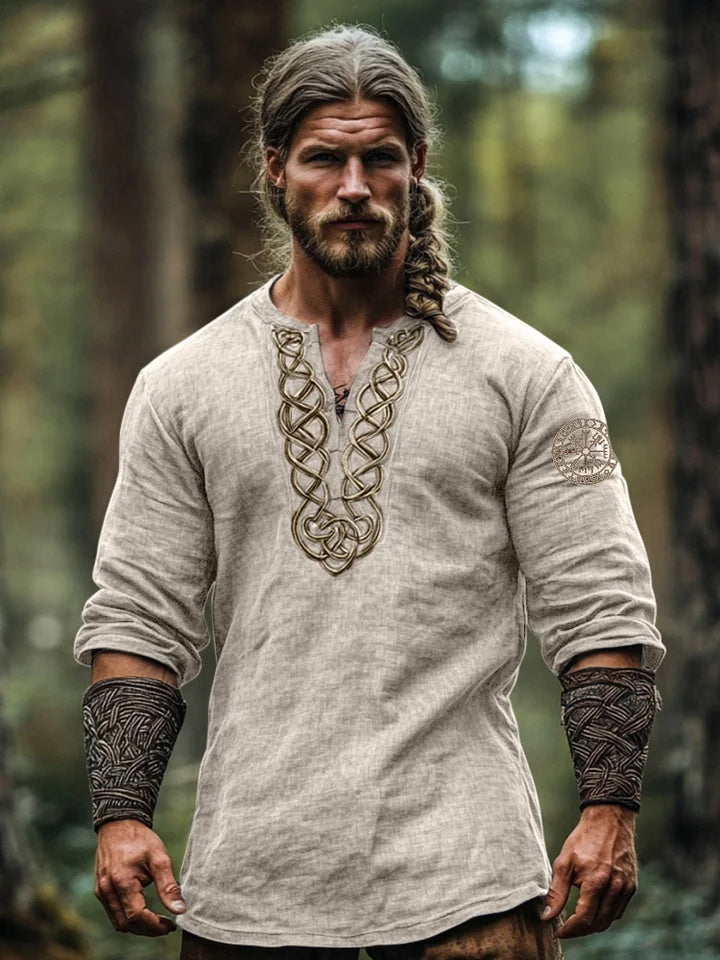 Men's Viking three-quarter-sleeve cotton and linen top
