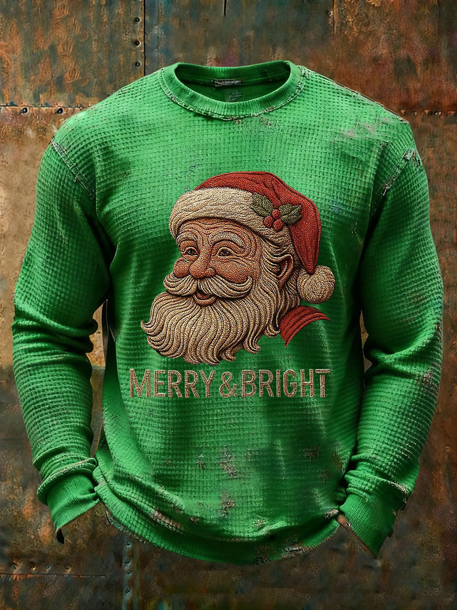 Men's Santa Claus Waffle Print Casual T-shirt