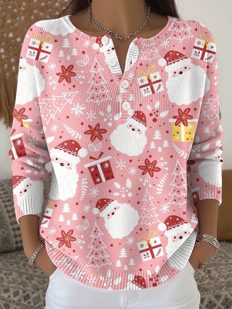 Women's Christmas Print Knit Top