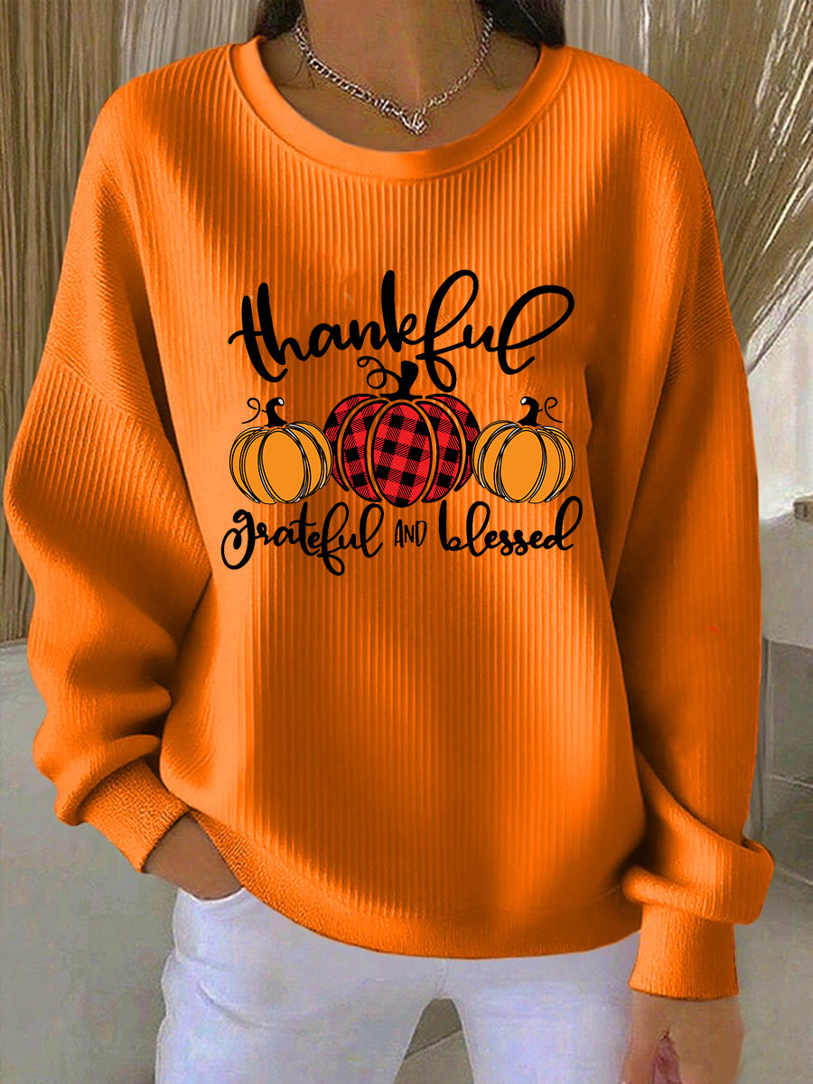 Women's Thankful Grateful And Blessed Casual Sweatshirt