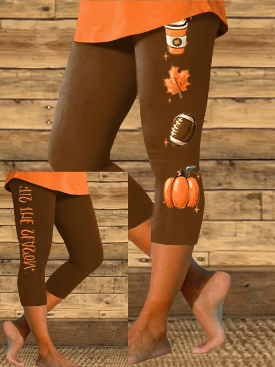 Women's Autumn Festival 'Tis The Season Pumpkin Printed Leggings