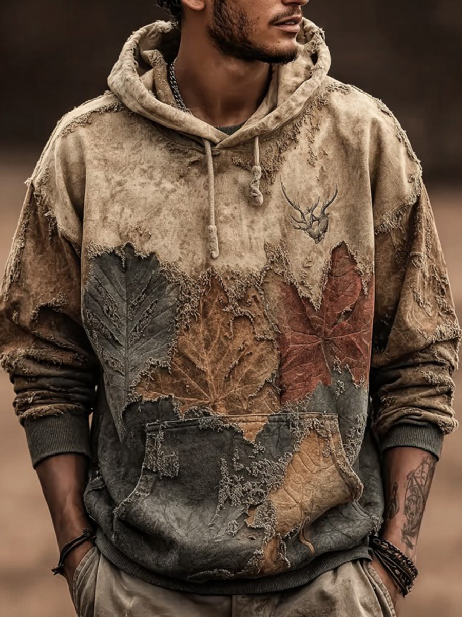 Men's Autumn Fallen Printed Hoodie