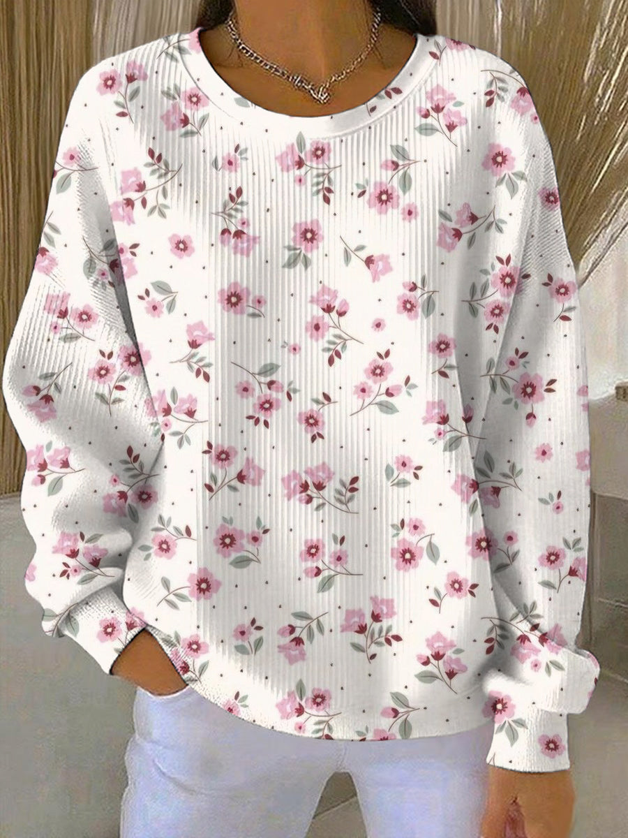 Women's Breast Cancer Pink Print Casual Sweatshirt