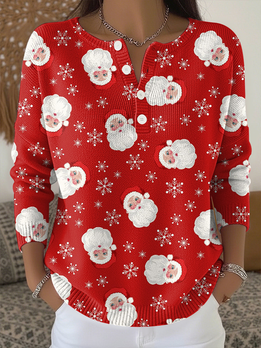 Women's Christmas Print Knit Top