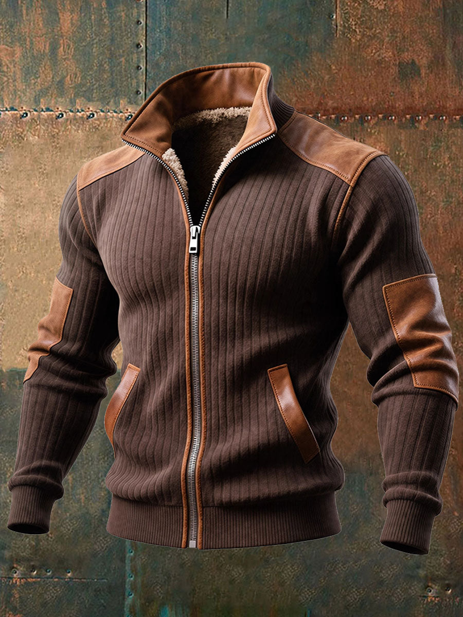 Men's Retro Textured Warm Outdoor Jacket