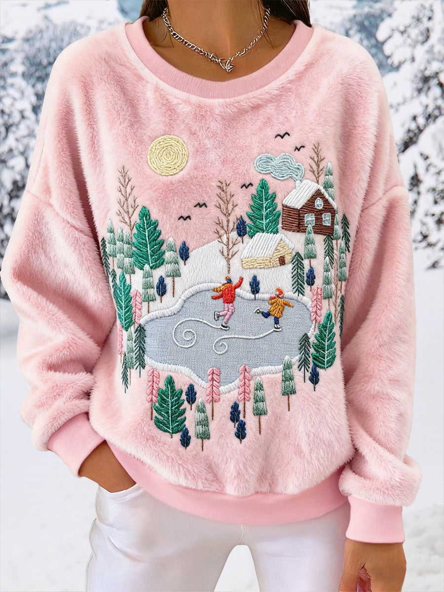 Women's Snow Village Flannel Sweatshirts