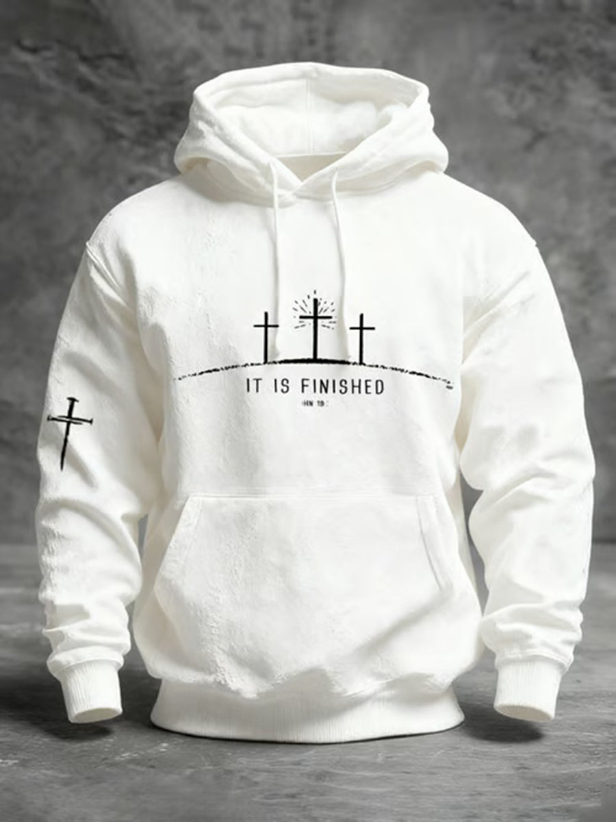 Men's It Is Finished Printed Casual Hoodie