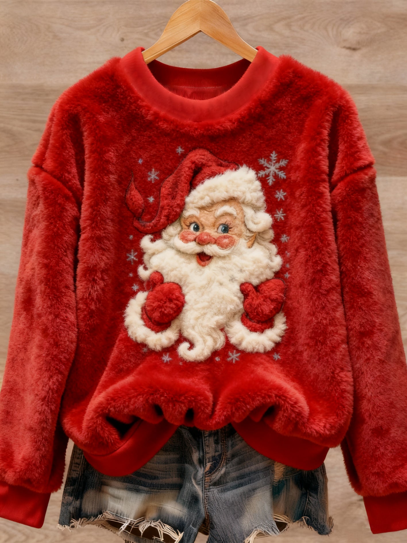 Women's Christmas Art Print Casual Flannel Sweater