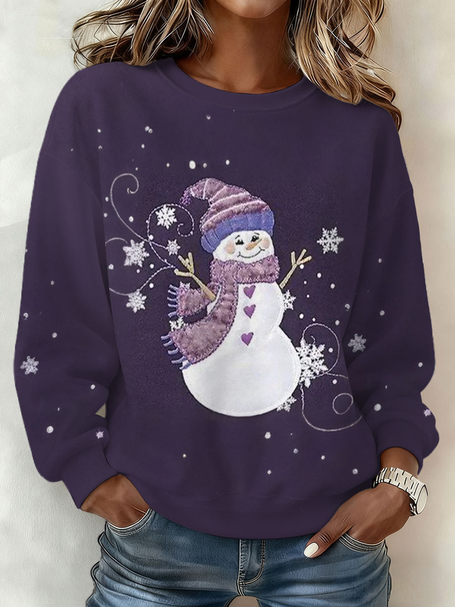 Women's Purple Christmas Printed Sweatshirt