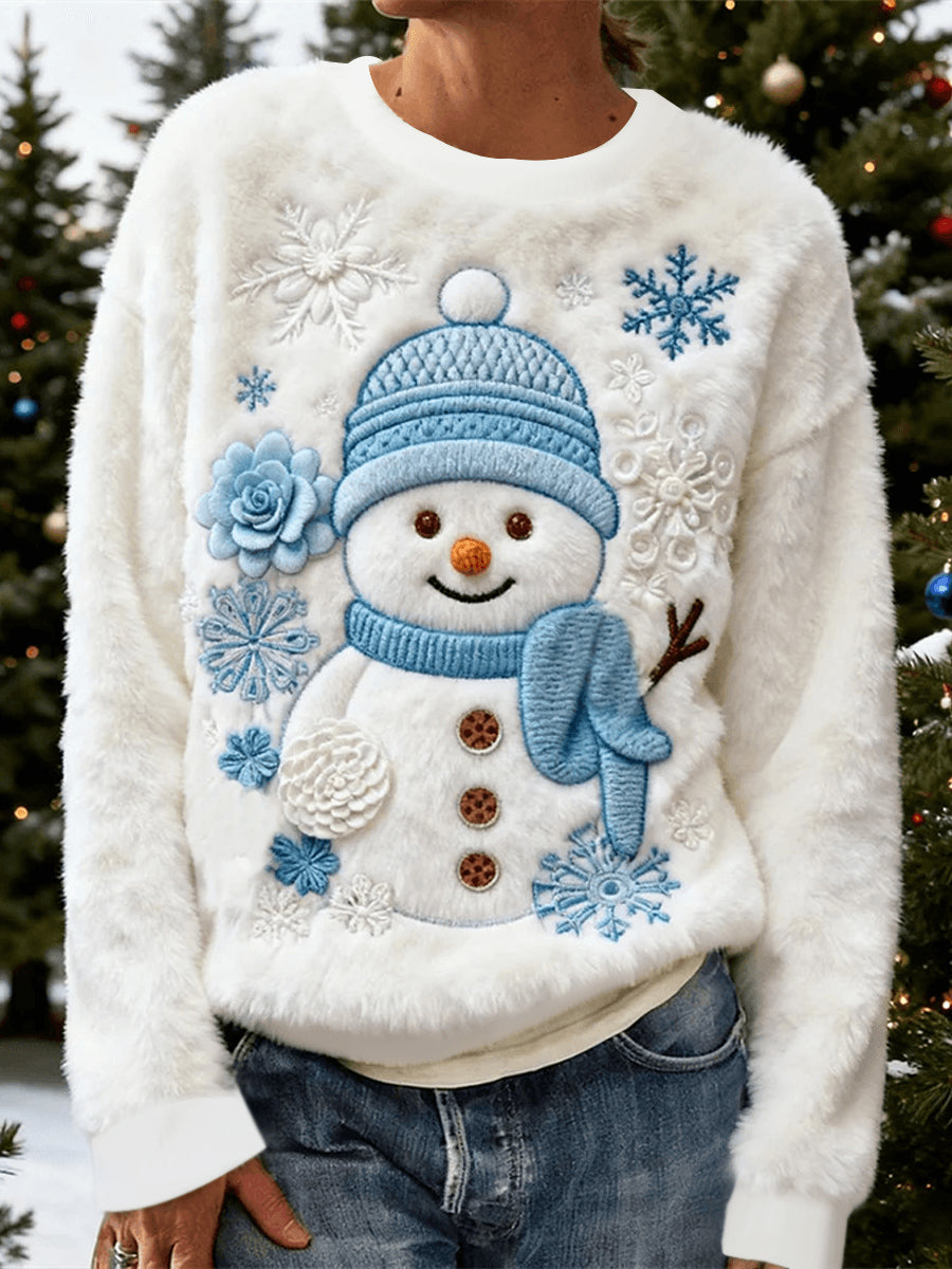Women's Christmas Snowman Flannel Hoodie