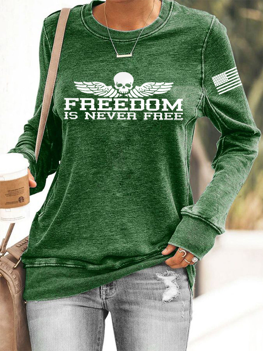 Women's Freedom Is Never Free USA Flag Print Sweatshirt