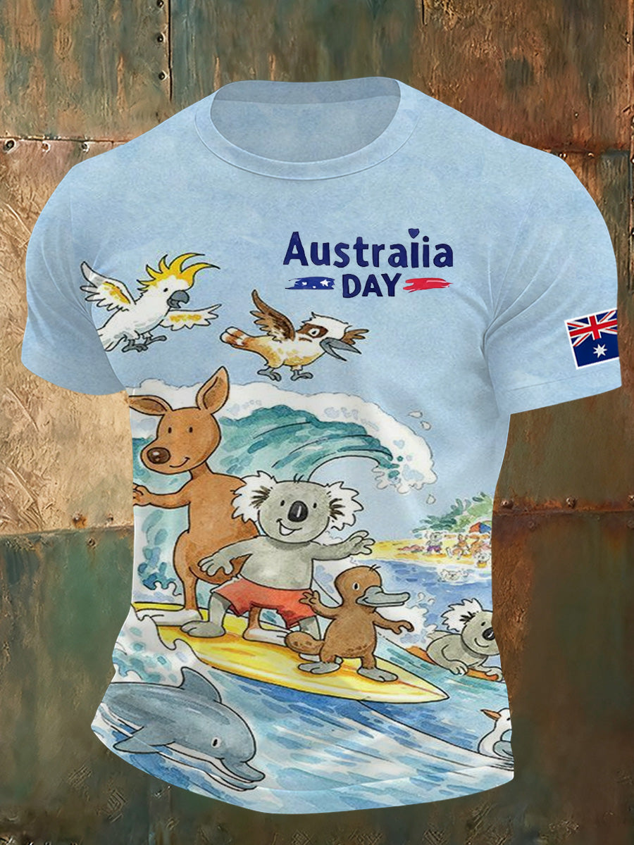 Men's Australian National Day Printed Casual T-Shirt