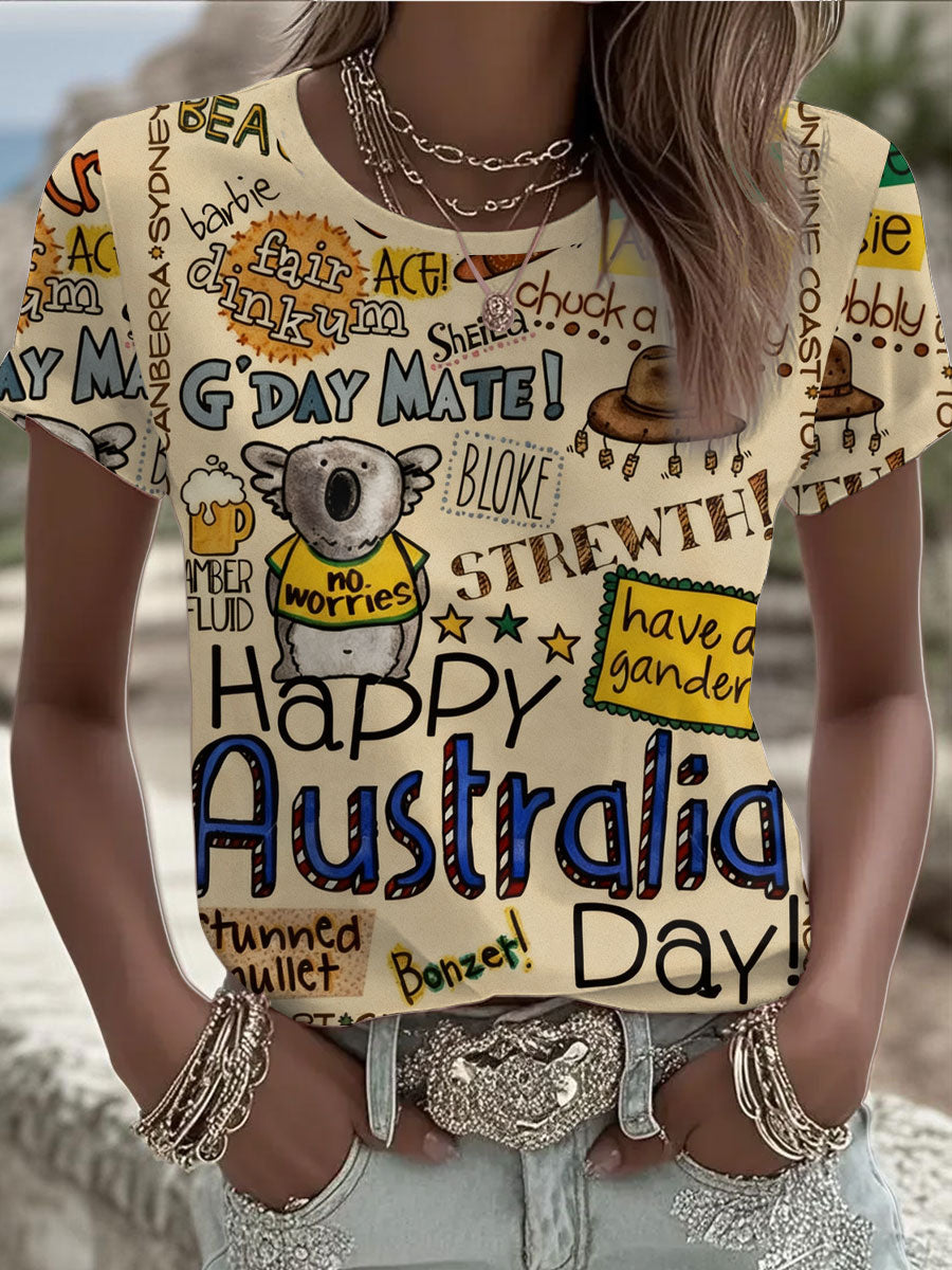 Women's Happy Australia Day short-sleeved T-shirt