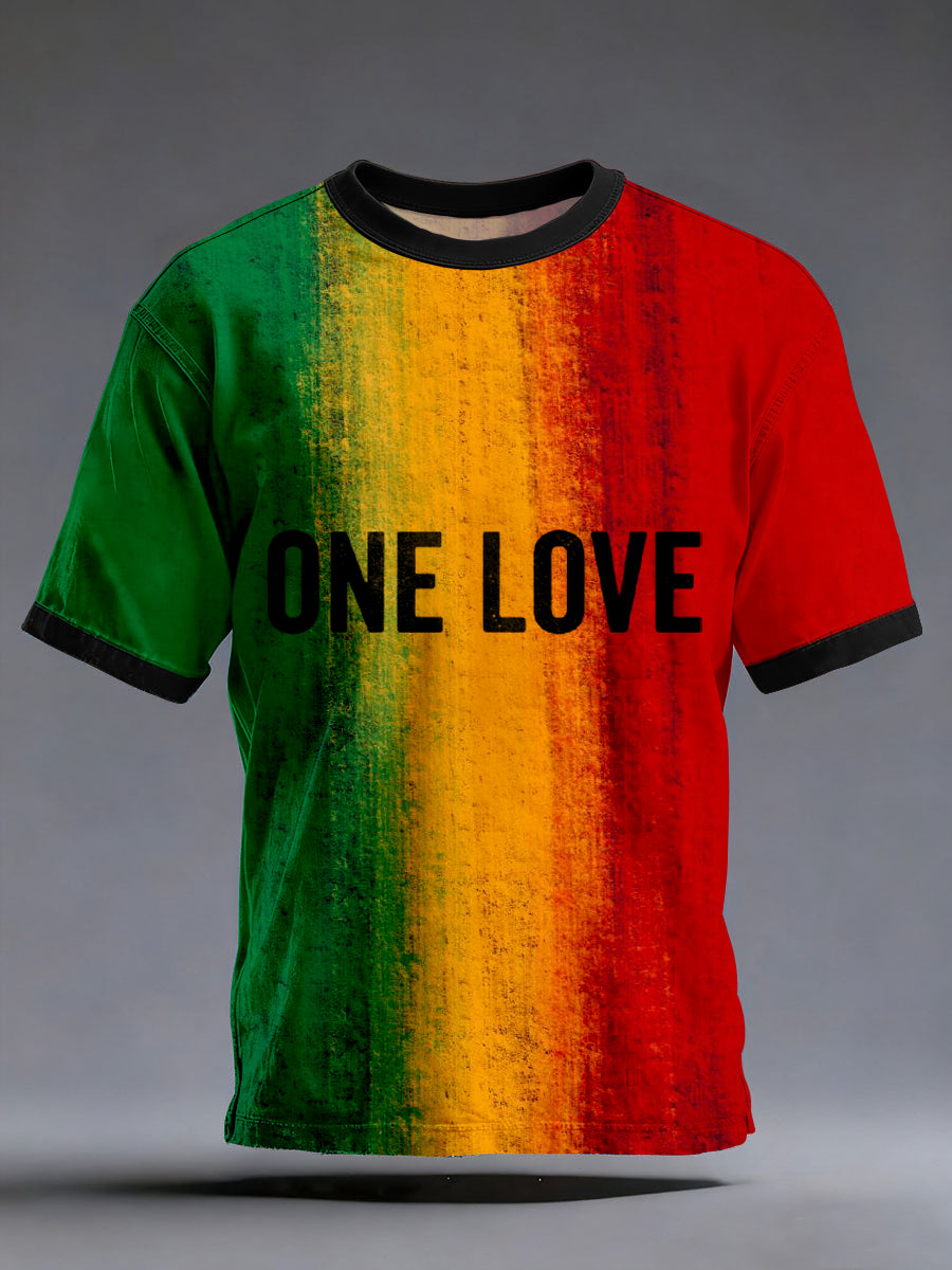 Men's Reggae Music One Love Print T-Shirt