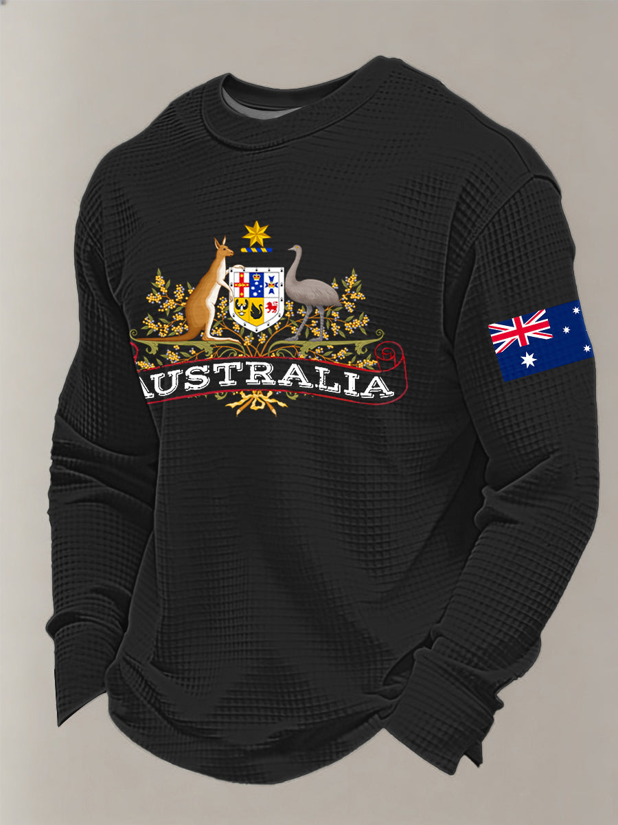 Men's Australia Printed Long Sleeve Waffle Sweatshirt