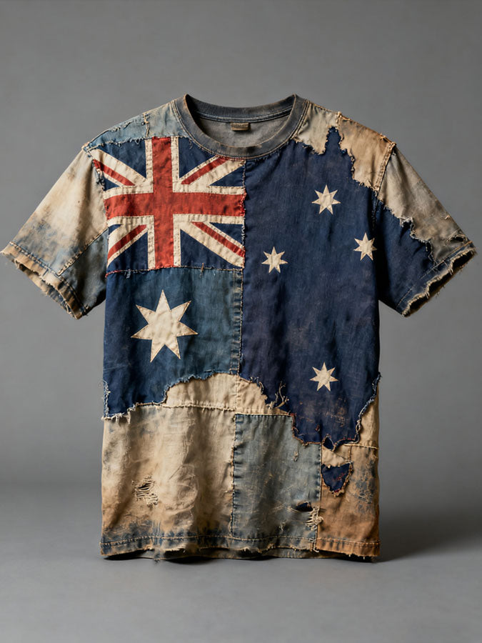 Men's AU Flag Art Printed T-shirt