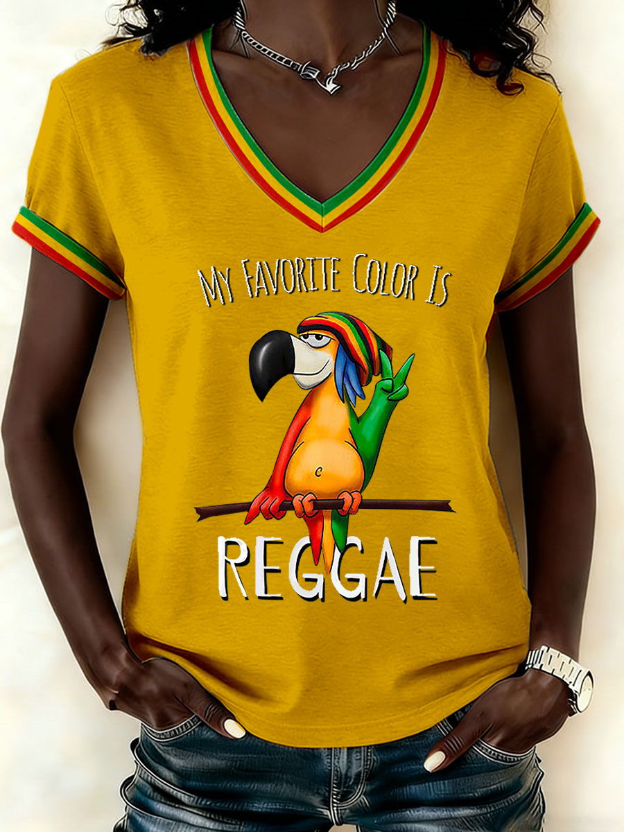 Women's Reggae Print Casual T-shirt