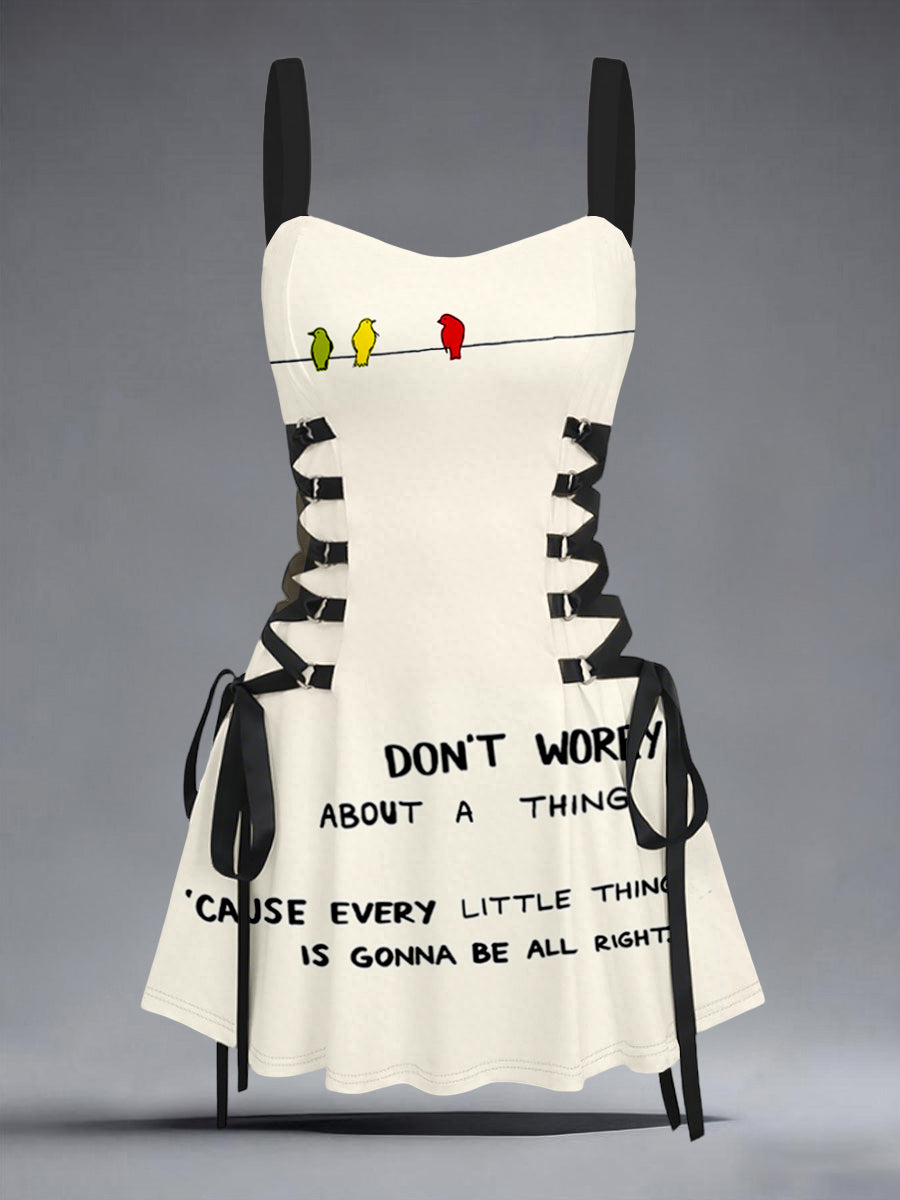 Women's Every Little Thing Is Gonna Be All Right Print Slip Dress