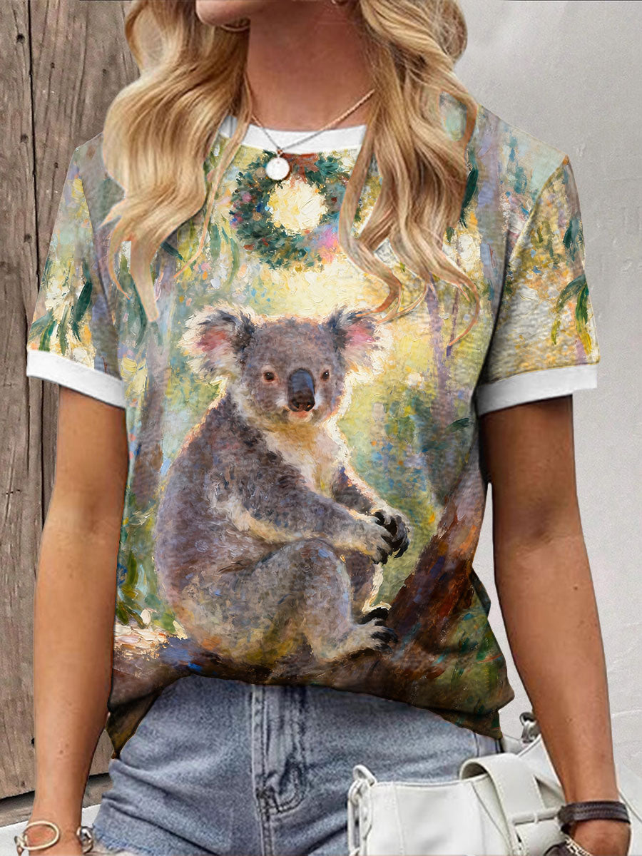 Women's Funny Koala Art Printed T-shirt