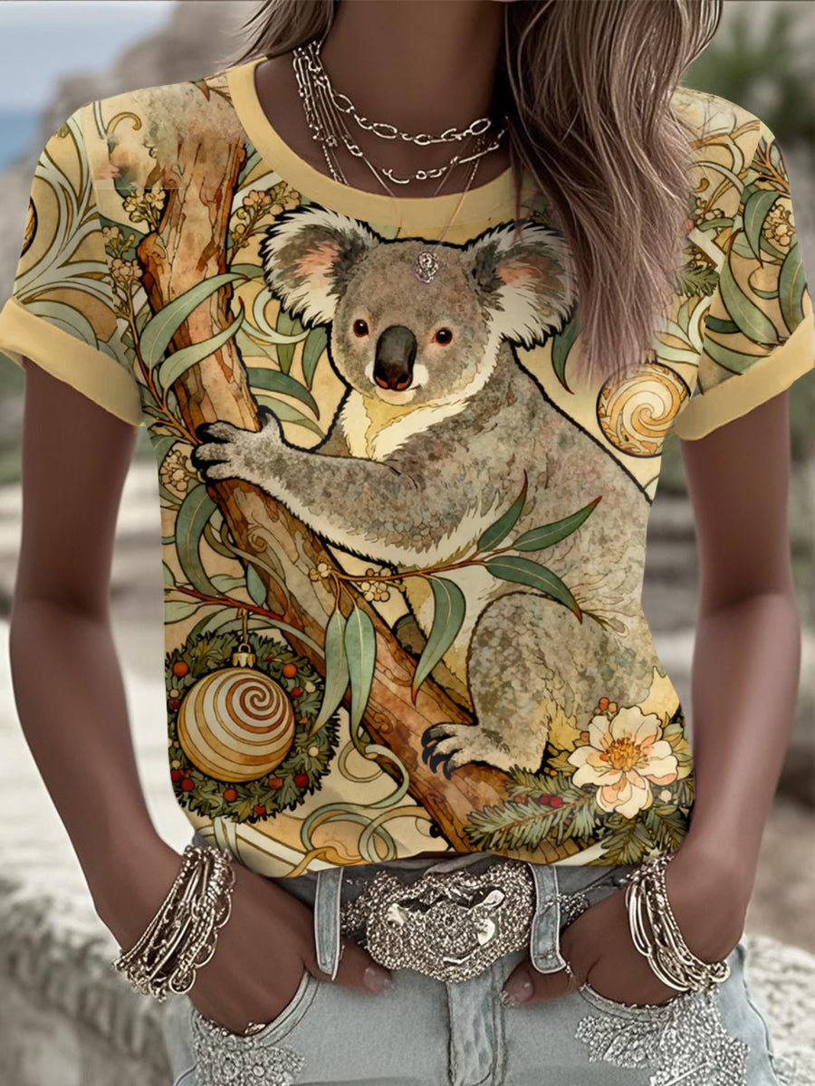 Women's AU Koala Art Printed T-shirt