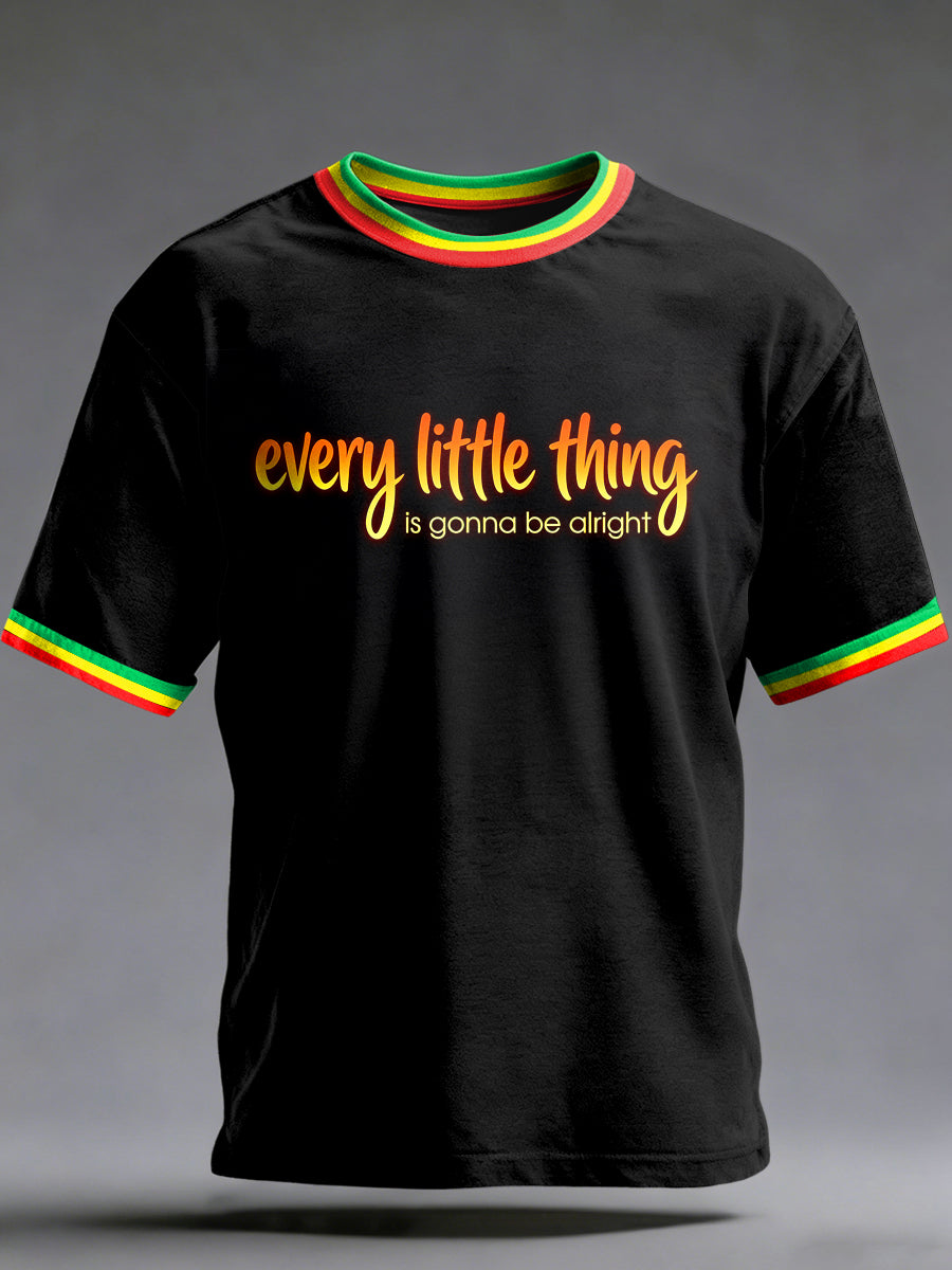 Men's Reggae Printed Vintage Fashion Loose Short Sleeve T-Shirt