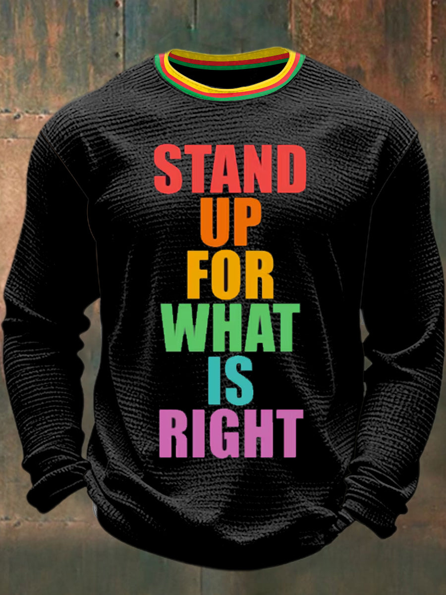 Men's Reggae Printed Waffle Long Sleeved Round Neck Sweatshirt