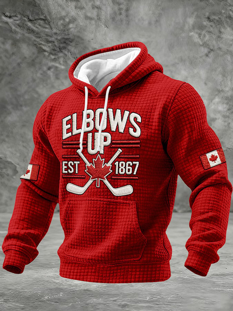 Men's Vintage Canada Hockey Printed Casual Hoodie