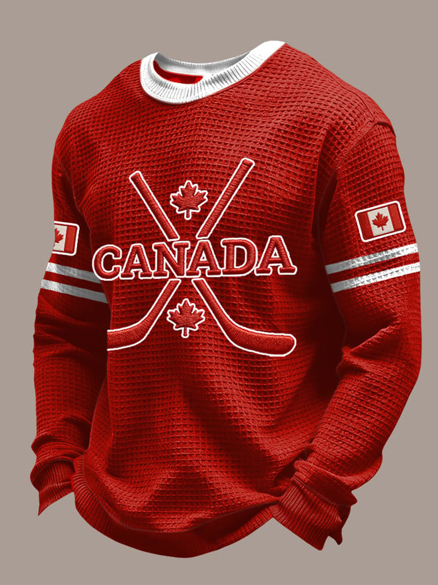 Men's Canadian Hockey Print Casual Long-Sleeved Top