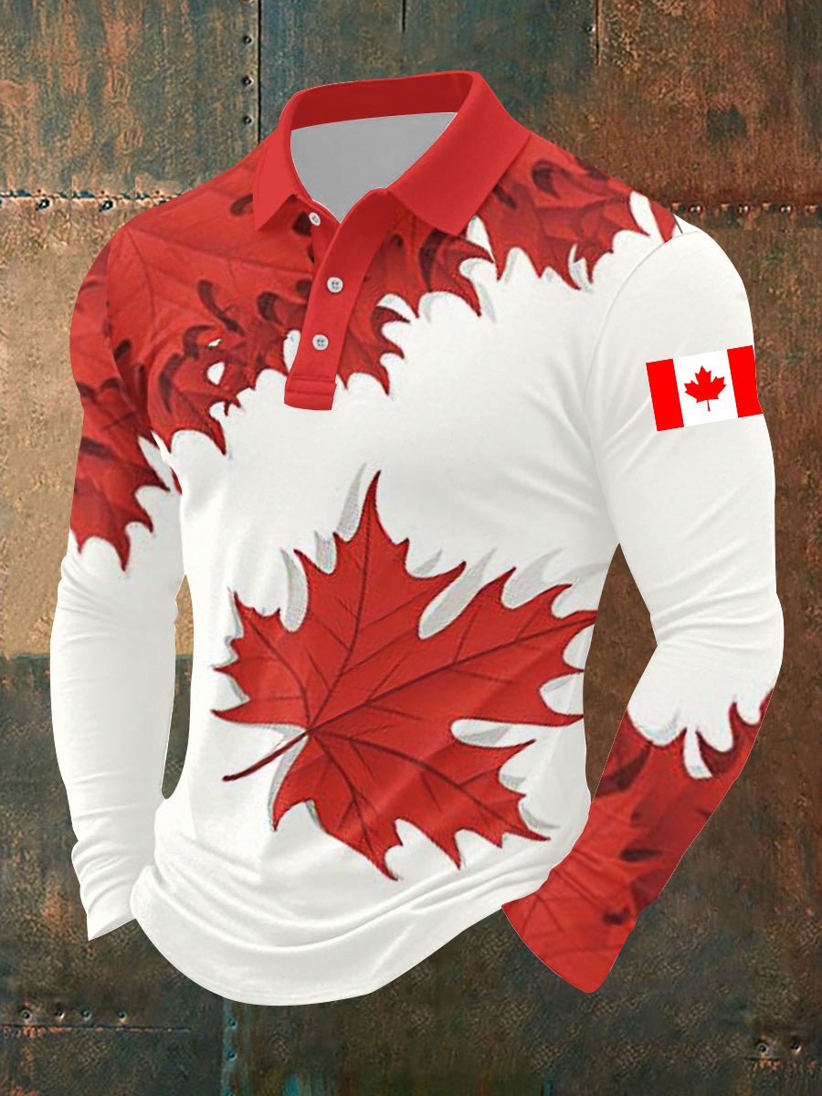 Men's Happy Canada Day Canadian Maple Leaf Print Casual Top
