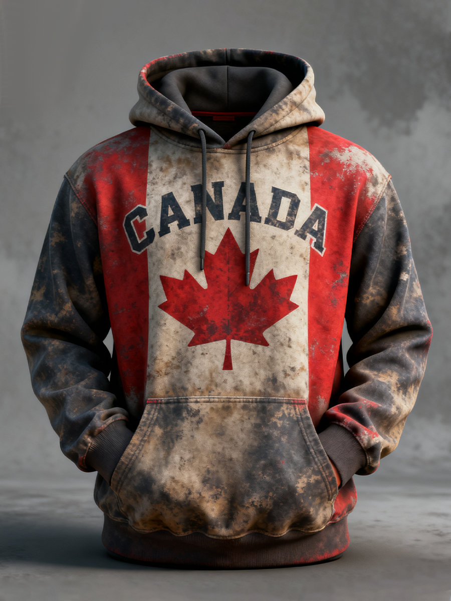 Men's Canada Print Casual Hoodie