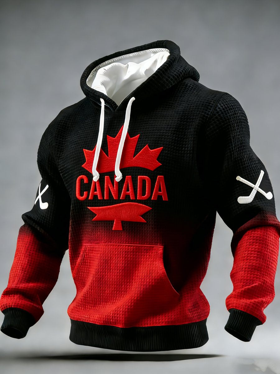 Men's Vintage Canadian Ice Hockey Print Hoodie